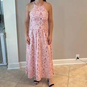 Source Unknown Pink and White Maxi Dress